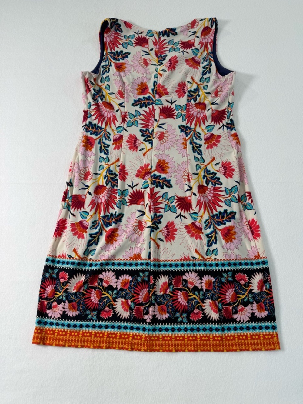 Leslie Fay Sleeveless Floral Shift Dress - Pink, Teal & Orange - Picture 3 of 6